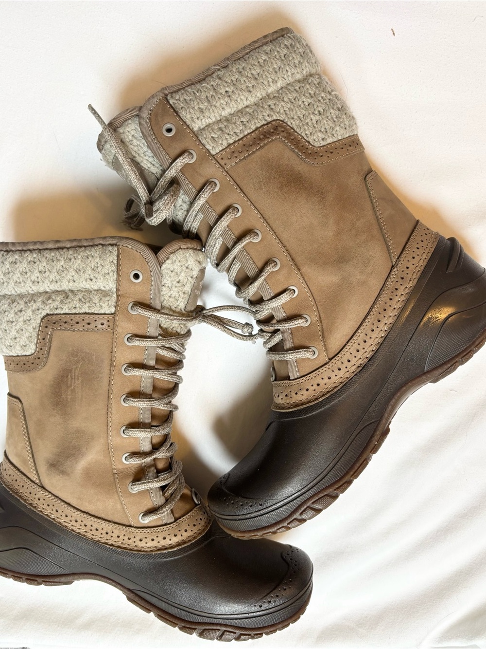 The North Face Women's Tan and Dark Brown Insulated Lace-Up Winter Boots - Picture 4 of 7